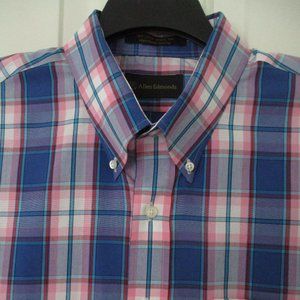 Allen Edmonds Mens L/S Pink Blue Cotton Plaid Button Down Casual Shirt - Size XL